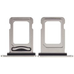 Dual Sim Card Tray Compatible For iPhone 15 Pro / 15 Pro Max (White Titanium)