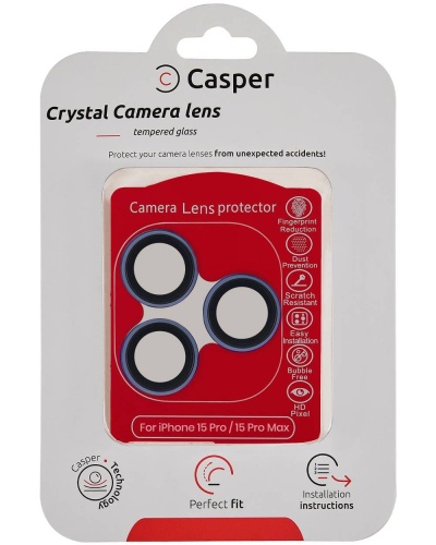 Casper Camera Lens Protector Compatible For iPhone 15 Pro / 15 Pro Max (Dark blue) (Clear)