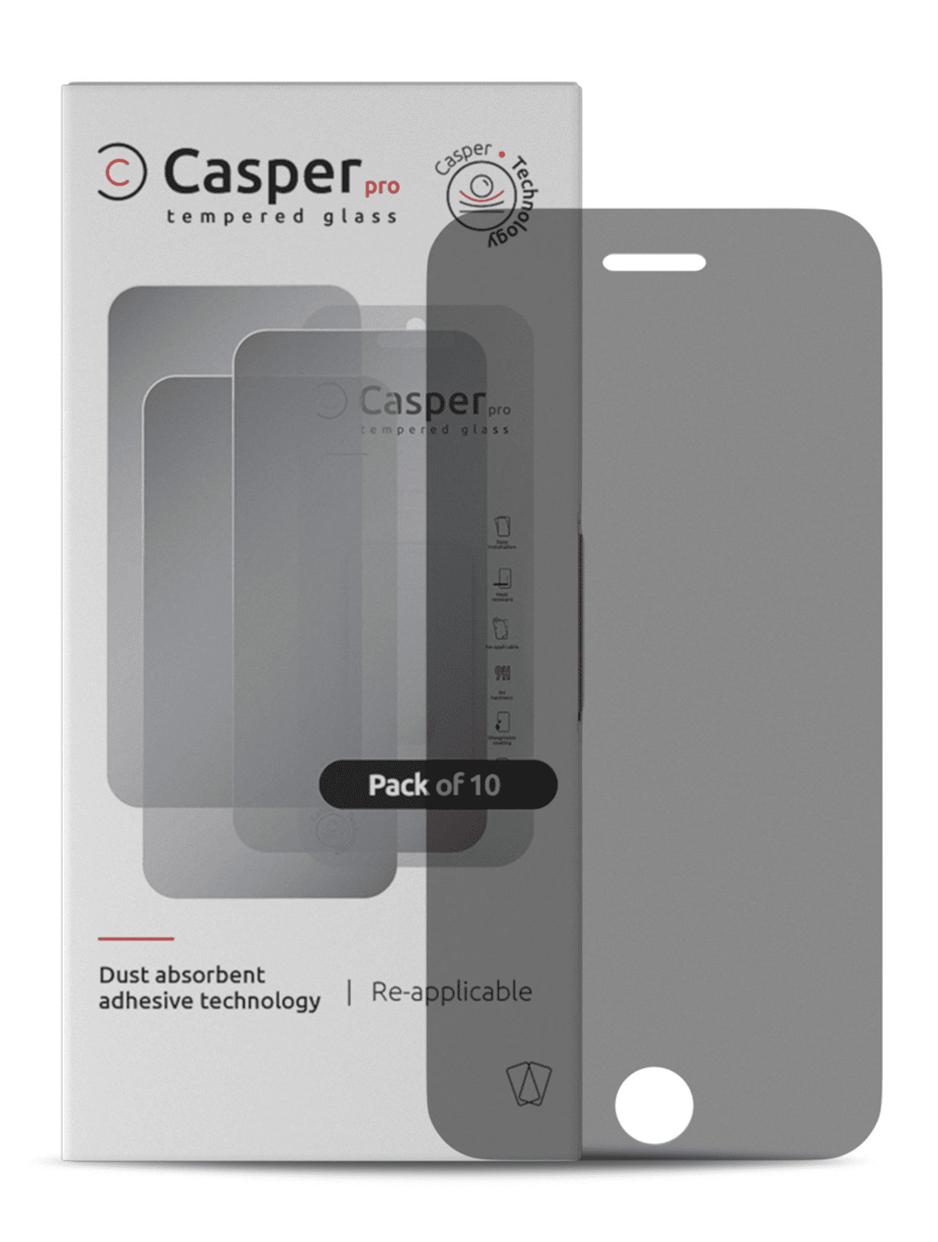 Casper Pro Tempered Glass Compatible For iPhone 6 Plus / 6S Plus (10 Pack) (Privacy)