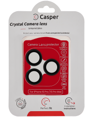 Casper Camera Lens Protector Compatible For iPhone 15 Pro / 15 Pro Max (Black) (Clear)