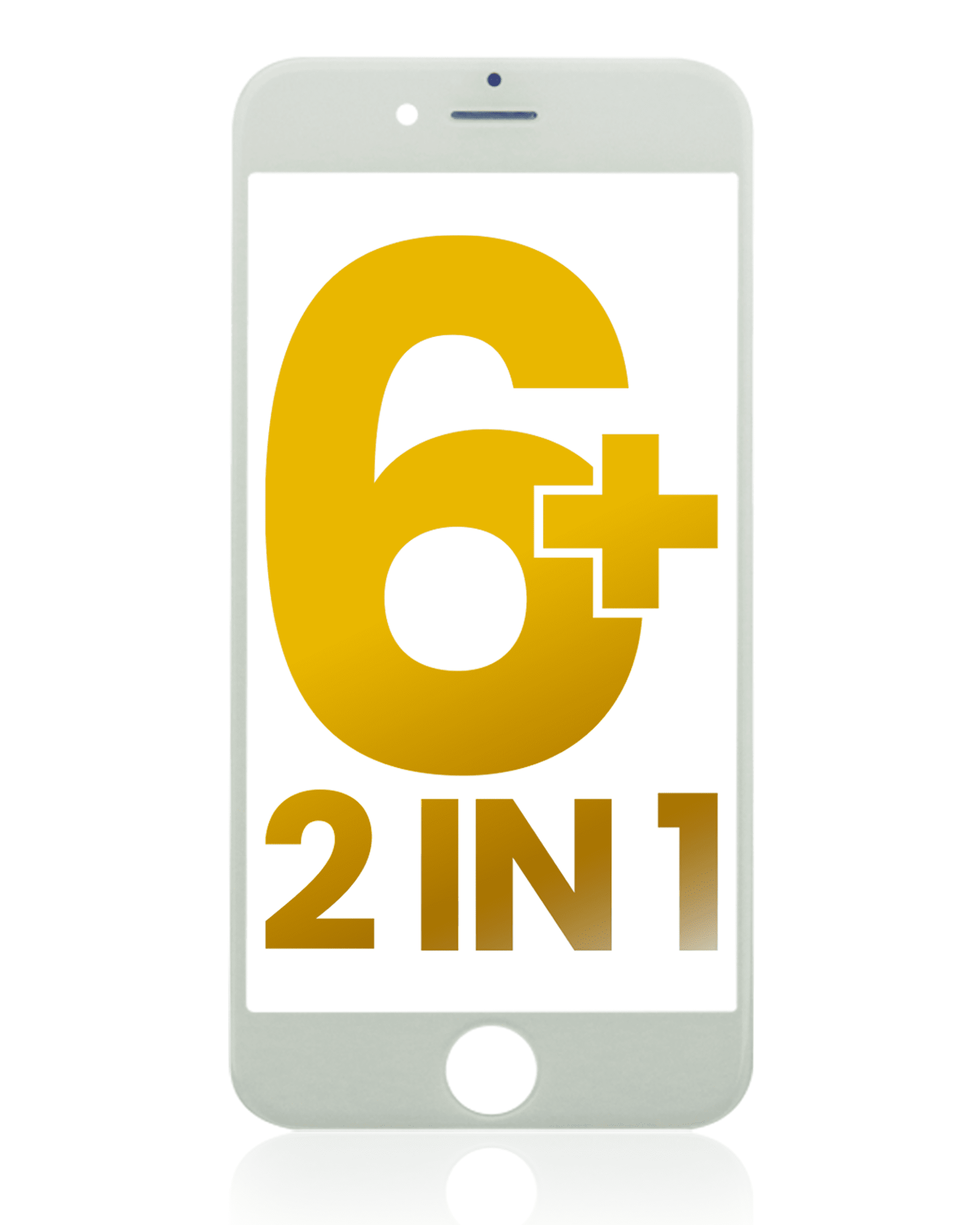 2 in 1 (Front Glass + Frame Pre-Installed) Compatible For iPhone 6 Plus (2 Pack) (White)