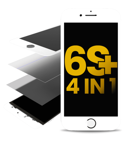 4 in 1 (Front Glass + Frame + Polarizer + OCA Pre-Installed) Compatible For iPhone 6S Plus (2 Pack) (White)