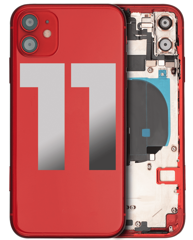 Back Housing W/ Small Components Pre-Installed Compatible For iPhone 11 (Used OEM Pull: Grade B) (Red)