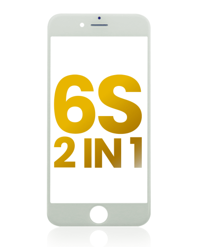 2 in 1 (Front Glass + Frame Pre-Installed) Compatible For iPhone 6S (2 Pack) (White)