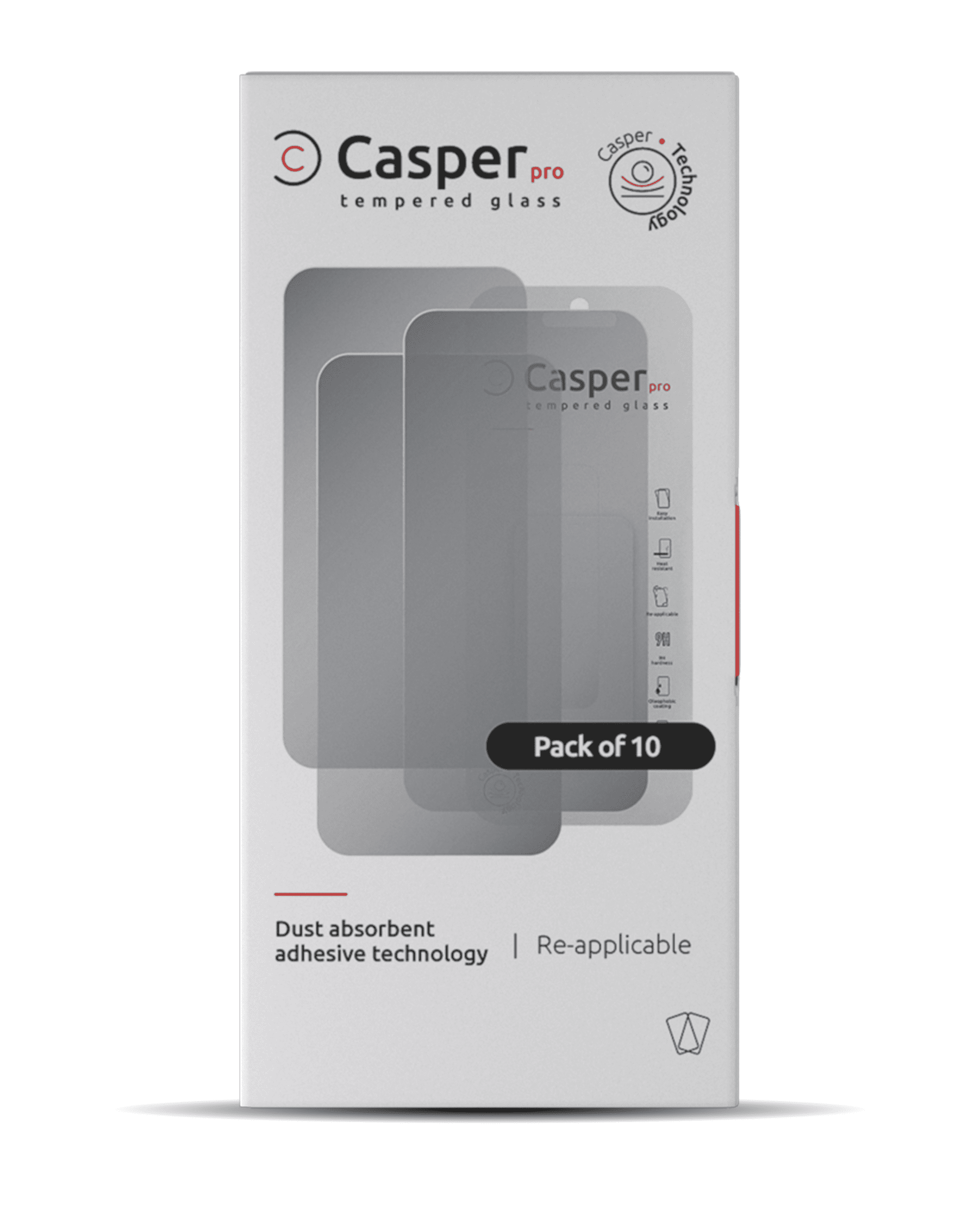 Casper Pro Tempered Glass Compatible For iPhone 15 Pro (10 Pack) (Privacy)