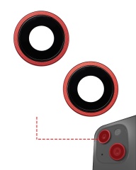 Back Camera Lens With Bracket & Bezel Compatible For iPhone 14 / 14 Plus (2 Piece Set) (Premium) (Red)