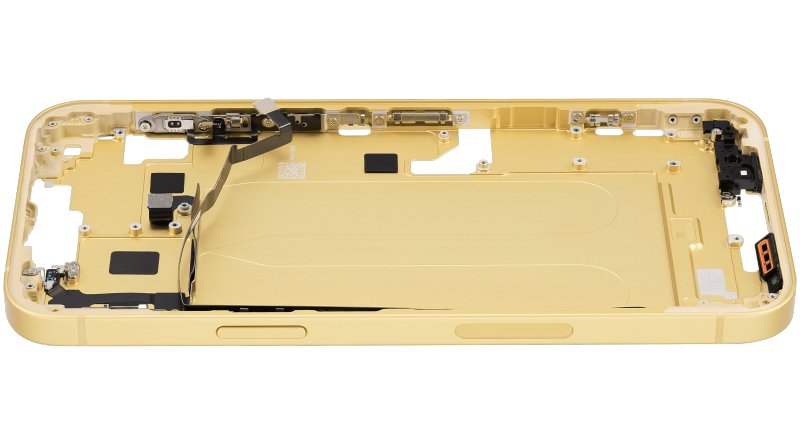 Mid-Frame Housing With Power And Volume Button Compatible For iPhone 14 Plus (US Version) (Used OEM Pull: Grade A) (Yellow)