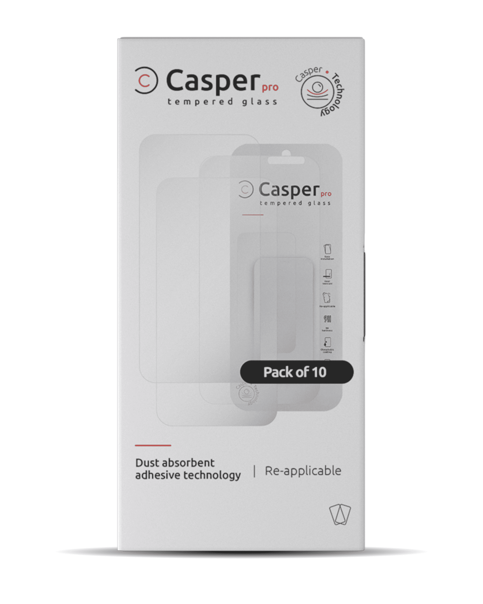Casper Pro Tempered Glass Compatible For iPhone 15 Pro (10 Pack) (Clear)