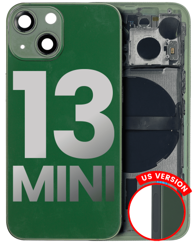 Back Housing W/ Small Components Pre-Installed Compatible For iPhone 13 Mini (US Version) (Used OEM Pull: Grade A) (Green)
