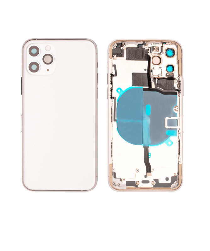 Back Housing W/ Small Components Pre-Installed Compatible For iPhone 11 Pro (Used OEM Pull: Grade A) (Silver)