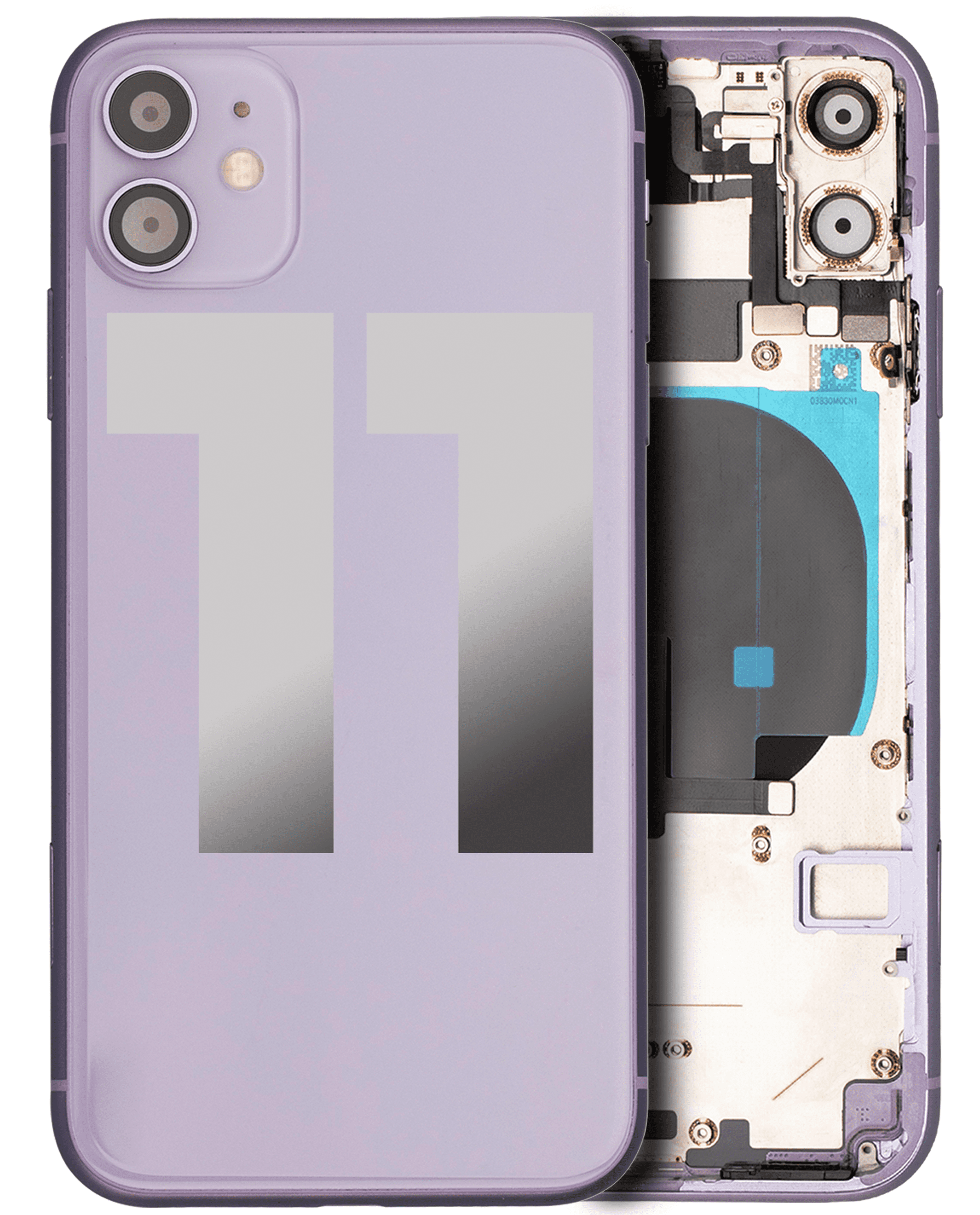Back Housing W/ Small Components Pre-Installed Compatible For iPhone 11 (Used OEM Pull: Grade B) (Purple)