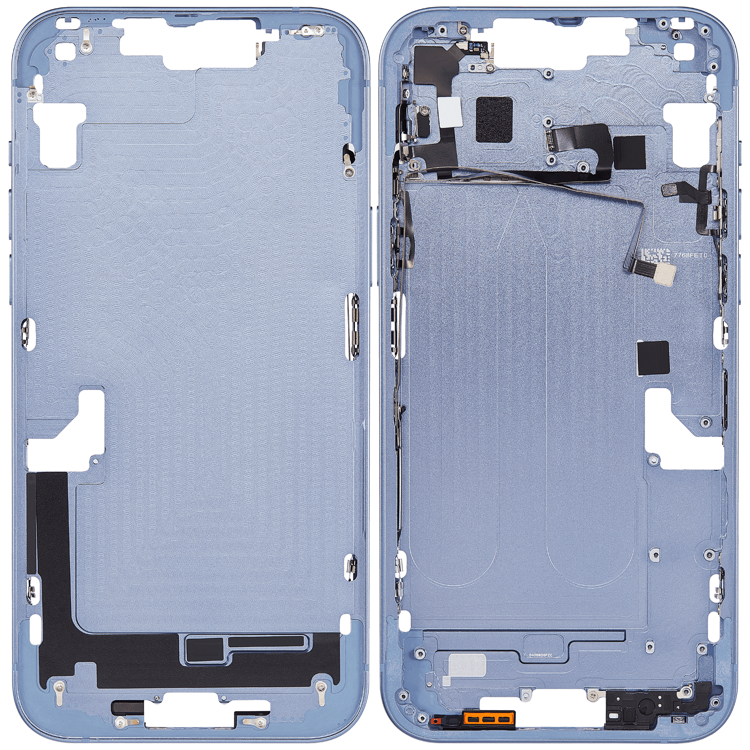 Mid-Frame Housing With Power And Volume Button Compatible For iPhone 14 Plus (US Version) (Aftermarket Plus) (Blue)