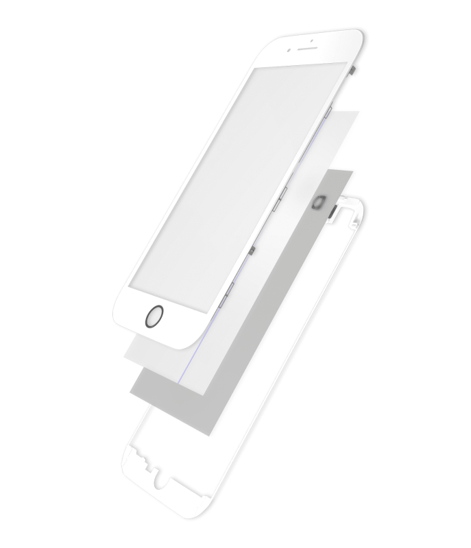 4 in 1 (Front Glass + Polarizer + Frame + OCA Pre-Installed) Compatible For iPhone 8 Plus (2 Pack) (White)