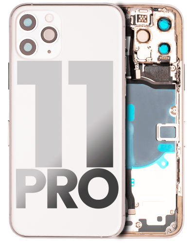 Back Housing W/ Small Components Pre-Installed Compatible For iPhone 11 Pro (Used OEM Pull: Grade C) (Matte Silver)