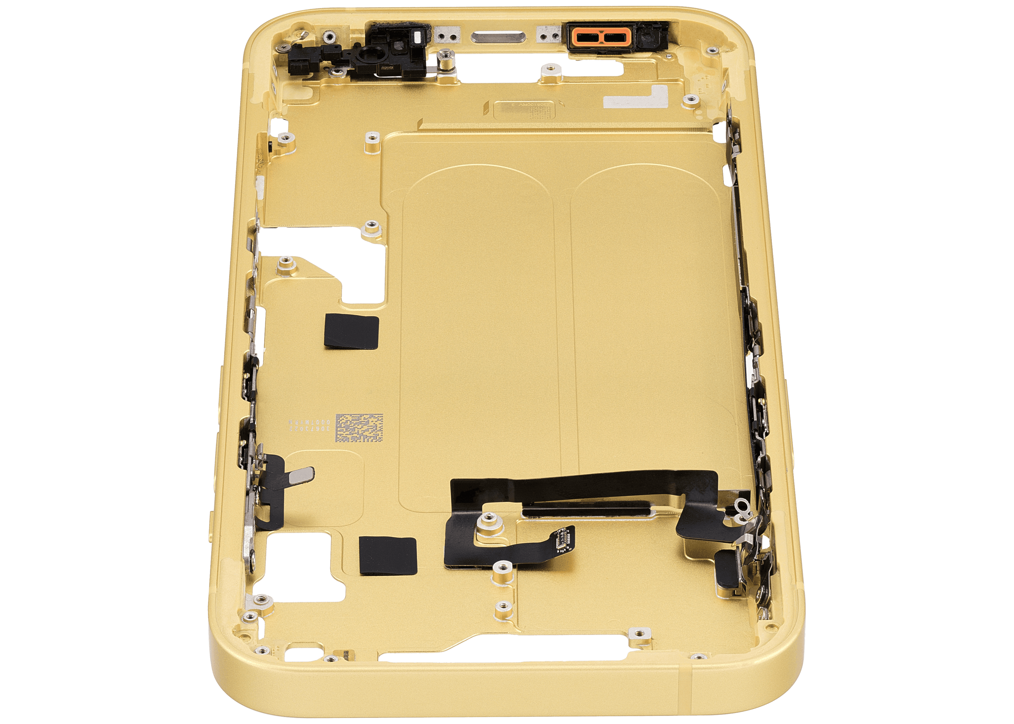 Mid-Frame Housing With Power And Volume Button Compatible For iPhone 14 (International Version) (Used OEM Pull: Grade A) (Yellow)