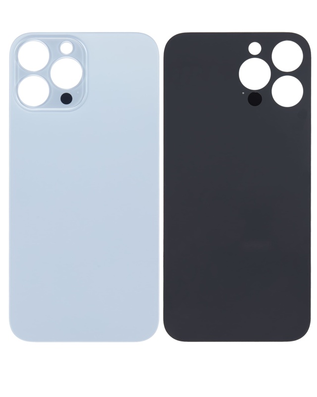 Back Glass With 3M Adhesive Compatible For iPhone 13 Pro Max (No Logo / Large Camera Hole) (Sierra Blue)
