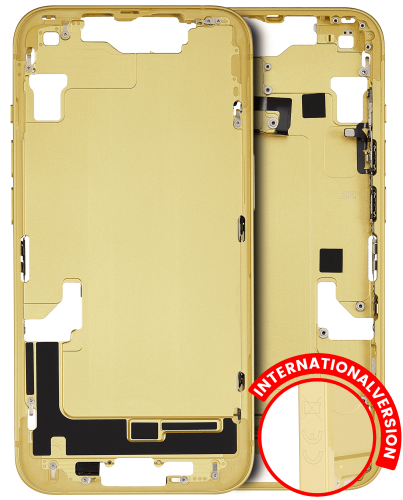 Mid-Frame Housing With Power And Volume Button Compatible For iPhone 14 (International Version) (Used OEM Pull: Grade A) (Yellow)