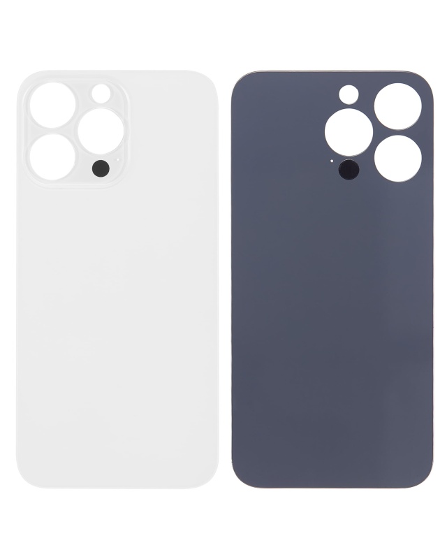 Back Glass With 3M Adhesive Compatible For iPhone 13 Pro (No Logo / Large Camera Hole) (Silver)