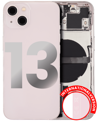 Back Housing W/ Small Components Pre-Installed Compatible For iPhone 13 (International Version) (Used OEM Pull: Grade A) (Pink)