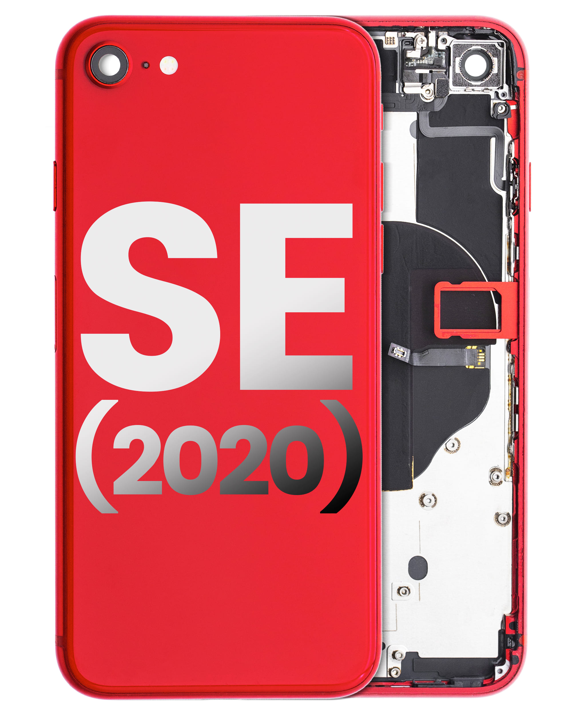 Back Housing W/ Small Components Pre-Installed Compatible For iPhone SE (2020) (Used OEM Pull: Grade C) (Red)