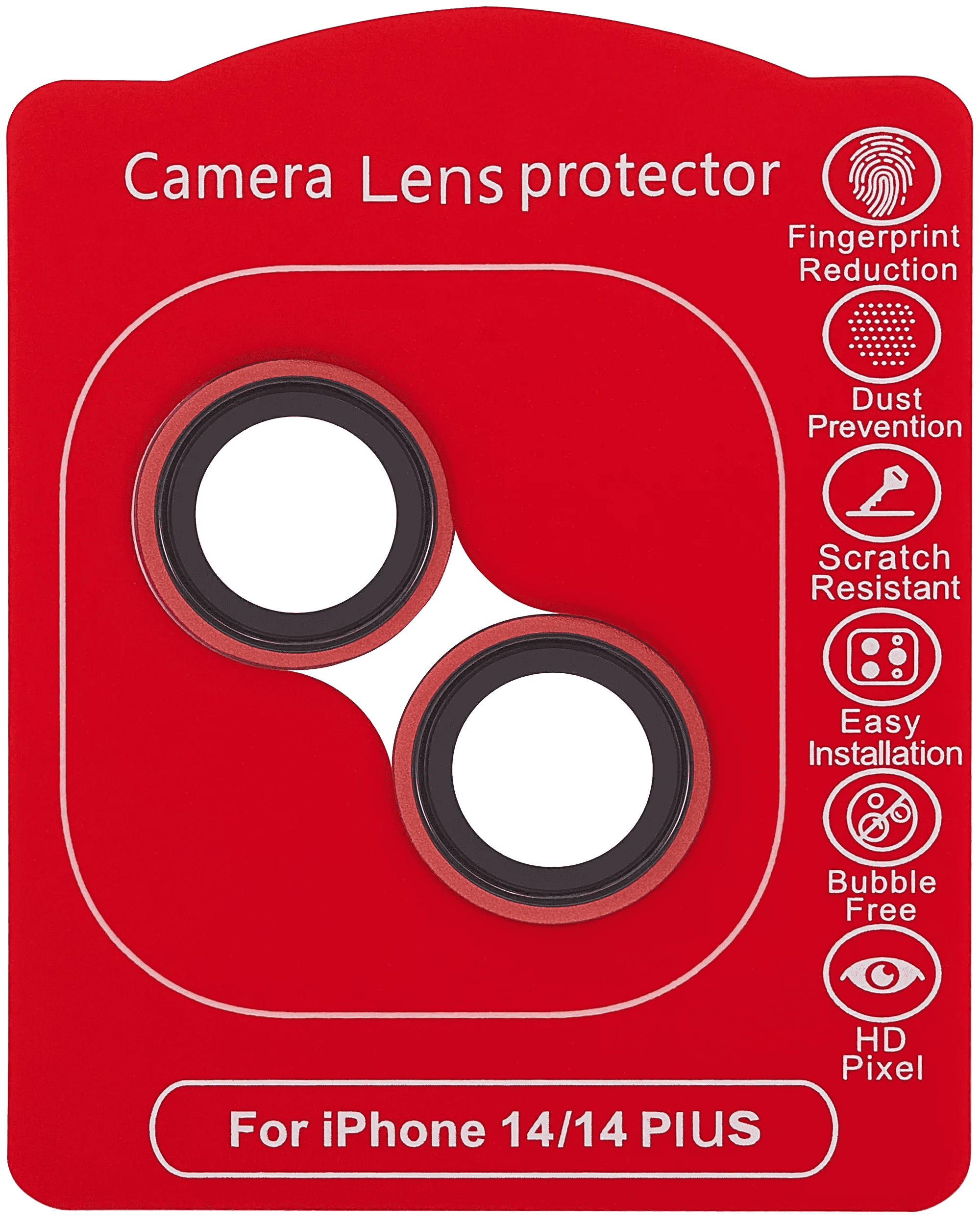 Casper Camera Lens Protector Compatible For iPhone 14 / 14 Plus (Red) (Clear)