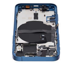 Back Housing W/ Small Components Pre-Installed Compatible For iPhone 13 Mini (International Version) (No Logo) (Aftermarket Plus) (Blue)