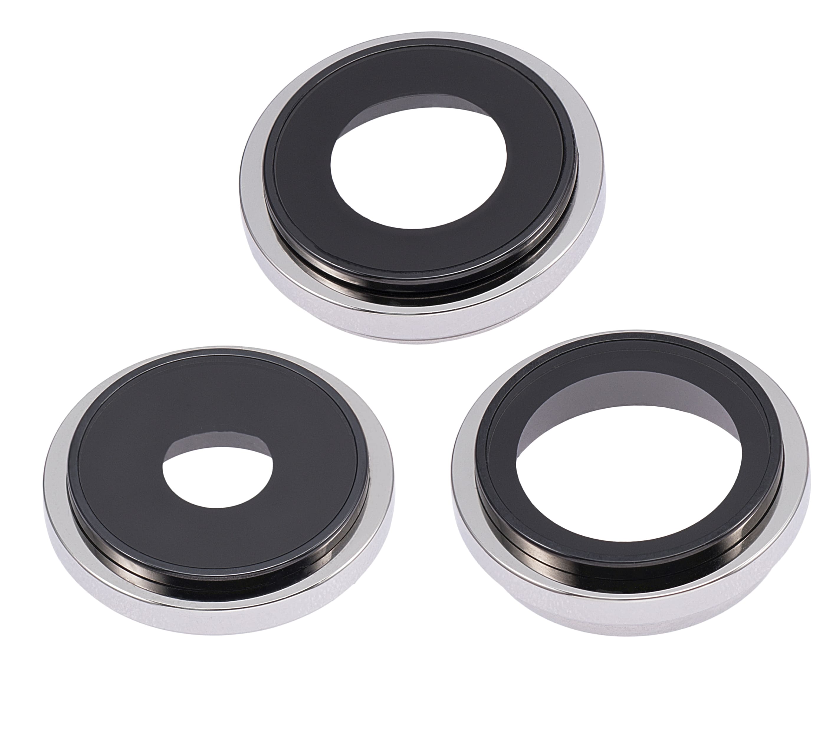 Back Camera Lens With Bracket & Bezel Compatible For iPhone 14 Pro / 14 Pro Max (Silver) (3 Piece Set) (Premium)