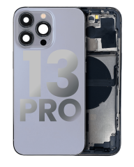 Back Housing W/ Small Components Pre-Installed Compatible For iPhone 13 Pro (International Version) (Used OEM Pull: Grade C) (Sierra Blue)