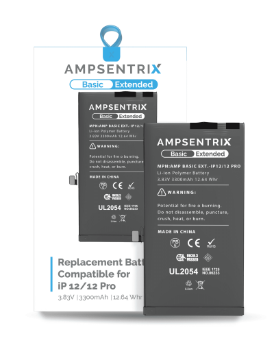 Extended Capacity Replacement Battery Compatible For iPhone 12 / 12 Pro (AmpSentrix Basic Extended)