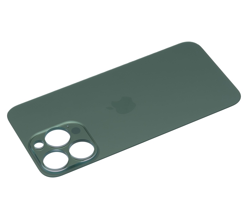 Back Glass With 3M Adhesive Compatible For iPhone 13 Pro (No Logo / Large Camera Hole) (Alpine Green)