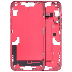 Mid-Frame Housing With Power And Volume Button Compatible For iPhone 14 Plus (Used OEM Pull: Grade C) (Red)