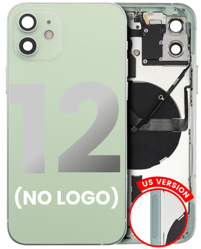 Back Housing W/ Small Components Pre-Installed Compatible For iPhone 12 (US Version) (No Logo) (Aftermarket Plus) (Green)