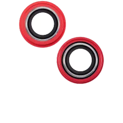 Back Camera Lens With Bracket & Bezel Compatible For iPhone 14 / 14 Plus (2 Piece Set) (Aftermarket Plus) (Red)
