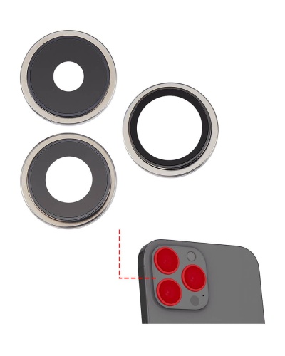 Back Camera Lens With Bracket &amp; Bezel Compatible For iPhone 15 Pro (3 Piece Set) (Premium) (White Titanium)