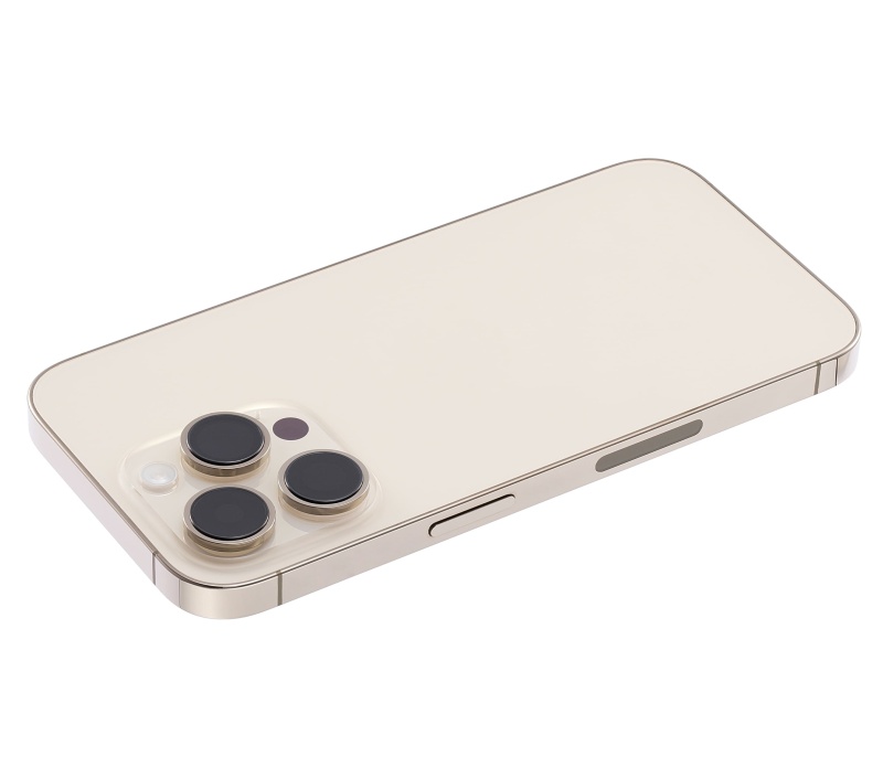 Back Housing W/ Small Pre-Installed Compatible For iPhone 14 Pro (U.S Version) (Used OEM Pull: Grade A) (Gold)
