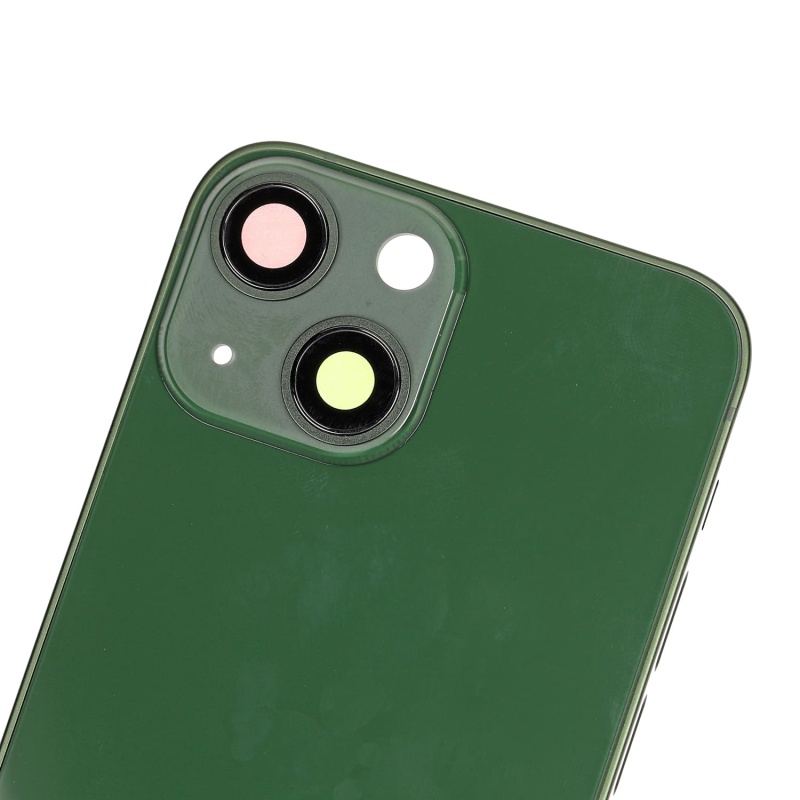 Back Housing W/ Small Components Pre-Installed Compatible For iPhone 13 Mini (US Version) (Used OEM Pull: Grade A) (Green)