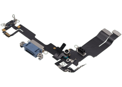 Charging Port Flex Cable Compatible For iPhone 14 (Used OEM Pull) (Blue)