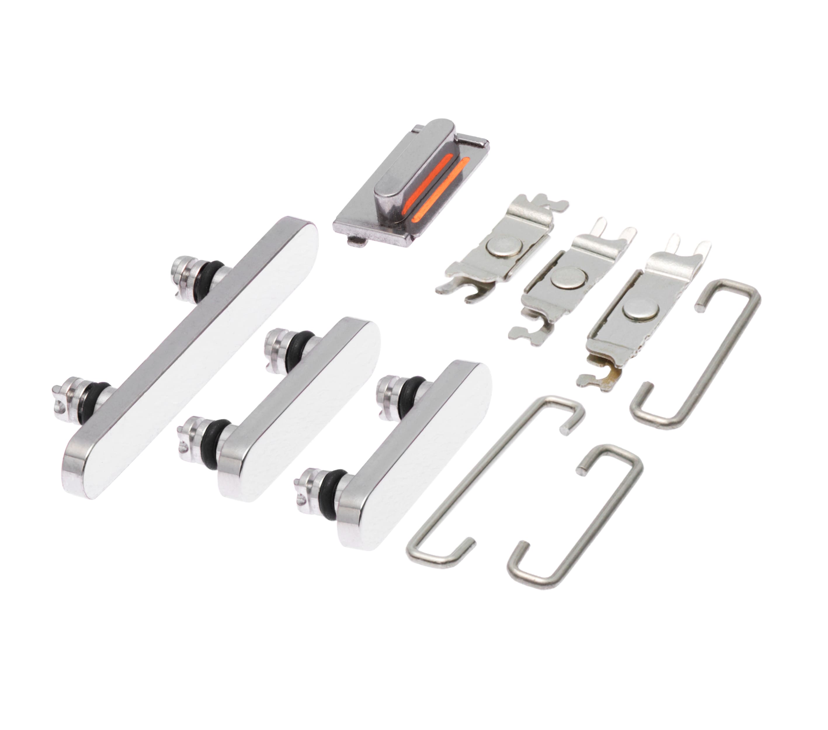 Hard Buttons (Power / Volume / Switch) Compatible For iPhone 13 Pro / 13 Pro Max (Silver)