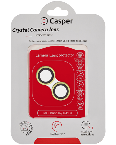 Casper Camera Lens Protector Compatible For iPhone 15 / 15 Plus (yellow) (Clear)