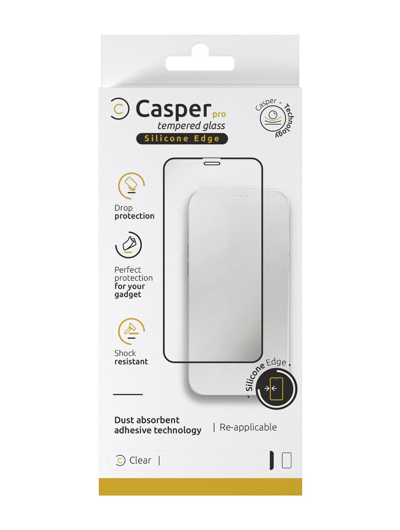 Casper Pro Silicone Tempered Glass Compatible For iPhone 6 / 6S / 7 / 8 (Retail Pack) (Clear)