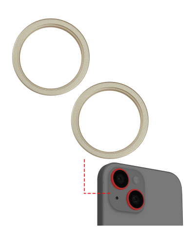 Back Camera Bezel Ring Only Compatible For iPhone 15 / 15 Plus (Yellow) (2 Piece Set)