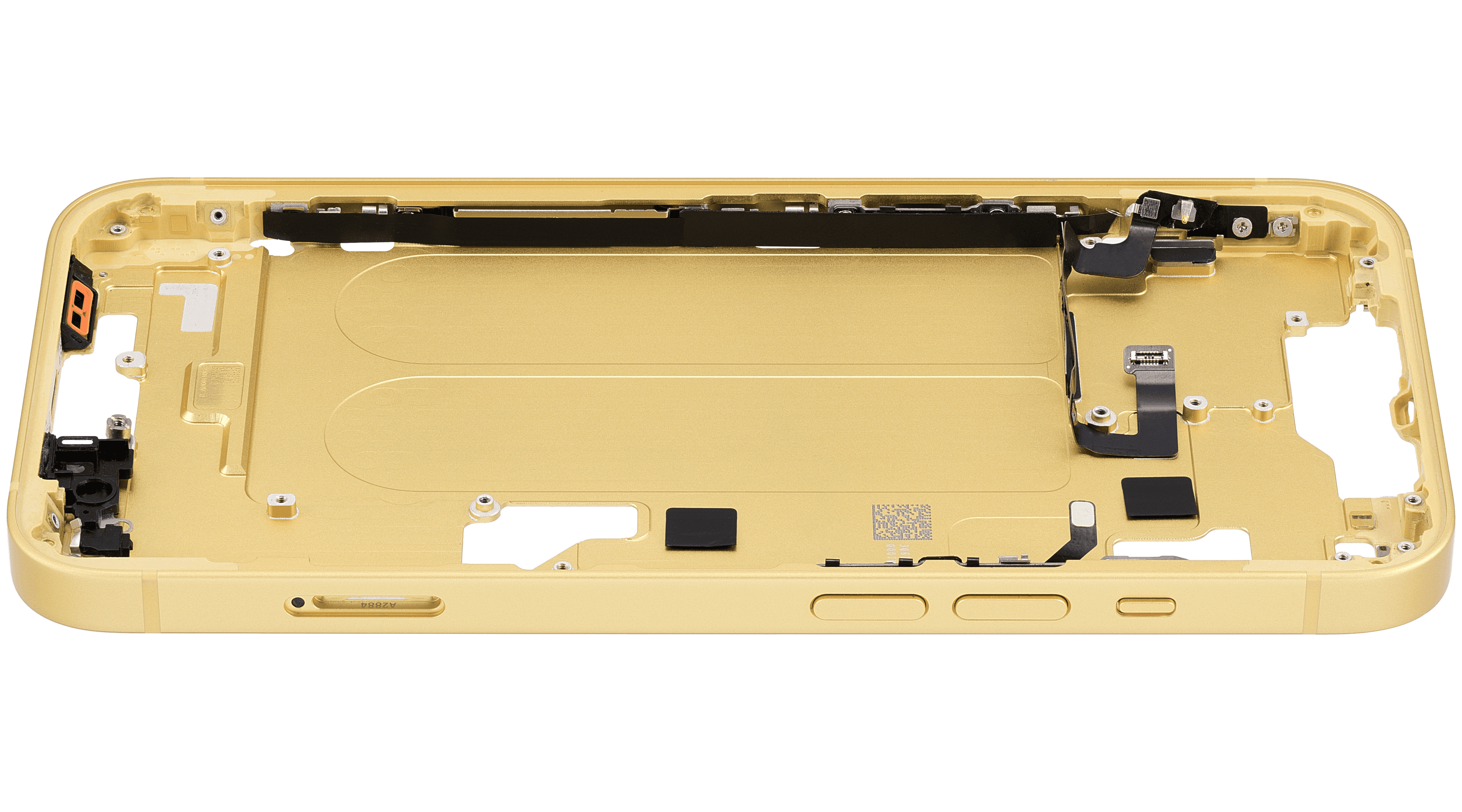 Mid-Frame Housing With Power And Volume Button Compatible For iPhone 14 (International Version) (Used OEM Pull: Grade A) (Yellow)