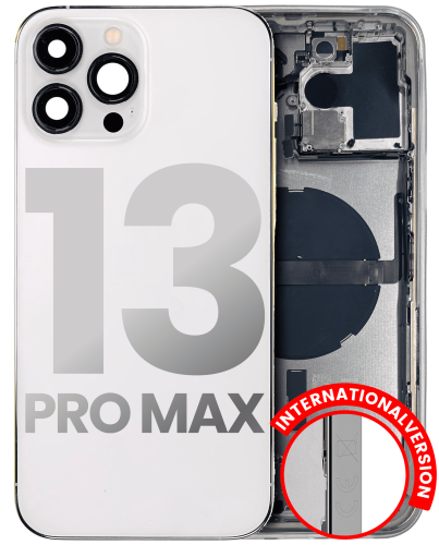 Back Housing W/ Small Components Pre-Installed Compatible For iPhone 13 Pro Max (International Version) (Used OEM Pull: Grade A) (Silver)