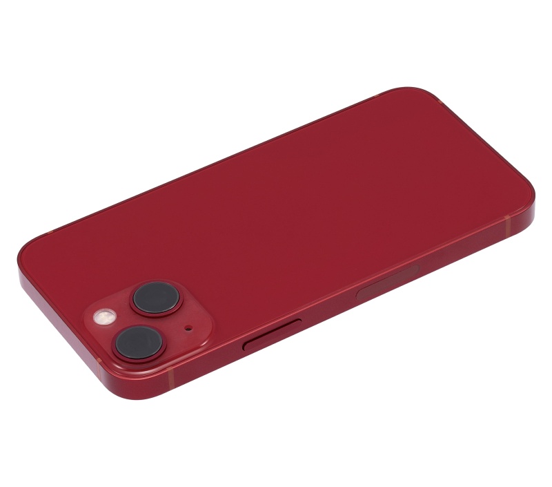 Back Housing W/ Small Components Pre-Installed Compatible For iPhone 13 Mini (US Version) (No Logo) (Aftermarket Plus) (Red)