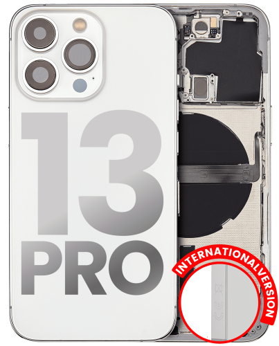 Back Housing W/ Small Components Pre-Installed Compatible For iPhone 13 Pro (International Version) (Used OEM Pull: Grade C) (Silver)