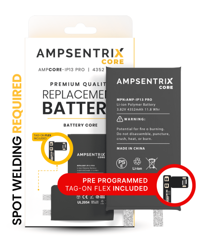 Replacement Battery Core with Universal Tag-On Flex Compatible For iPhone 13 Pro (Spot Welding Required) (AmpSentrix Core)