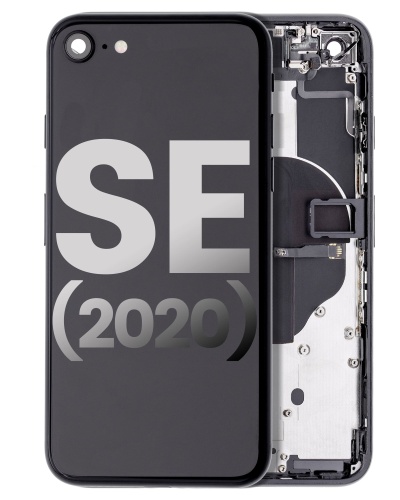Back Housing W/ Small Components Pre-Installed Compatible For iPhone SE (2020) (Used OEM Pull: Grade B) (Black)