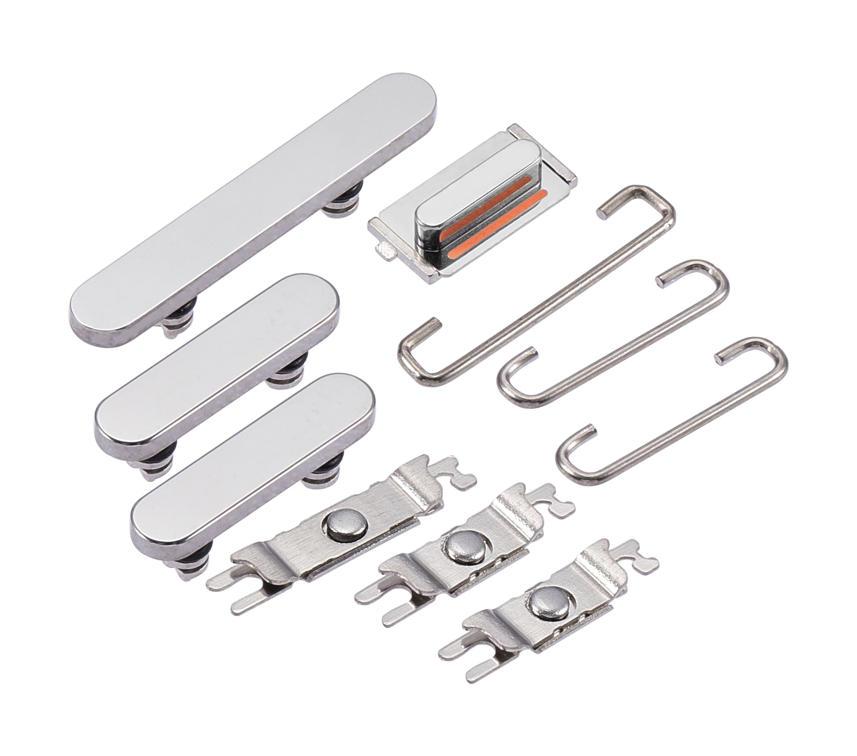 Hard Buttons (Power / Volume / Switch) Compatible For iPhone 14 Pro / 14 Pro Max (Silver)