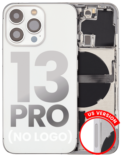 Back Housing W/ Small Components Pre-Installed Compatible For iPhone 13 Pro (US Version) (No Logo) (Aftermarket Plus) (Silver)