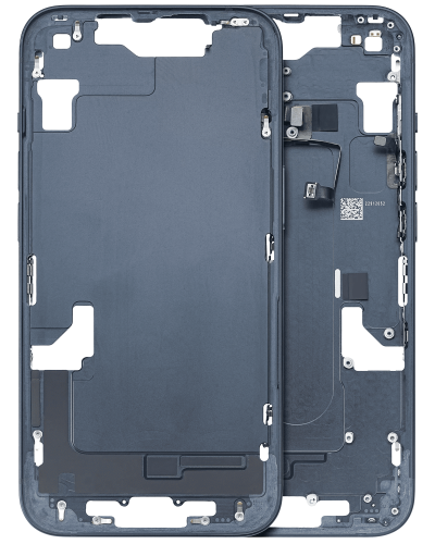 Mid-Frame Housing With Power And Volume Button Compatible For iPhone 14 (Used OEM Pull: Grade C) (US Version) (Midnight)